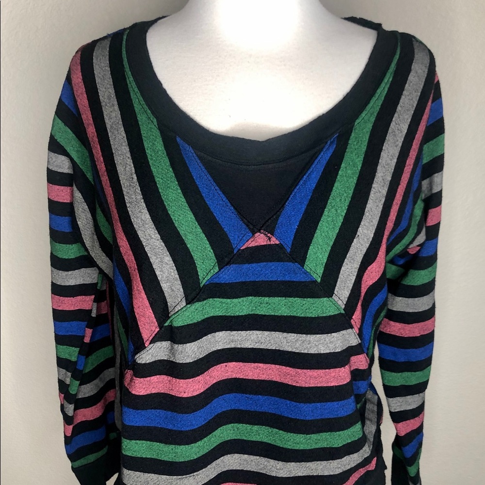 BDG Black Retro Style Striped Sweatshirt Top M Euc